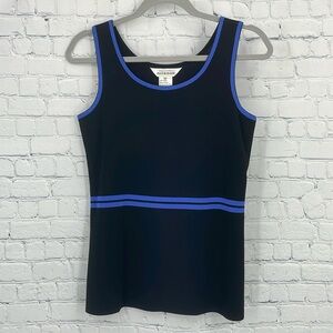 Exclusively Misook Blue Black XS Tank Top Stretchy Comfy Work Attire Office Job